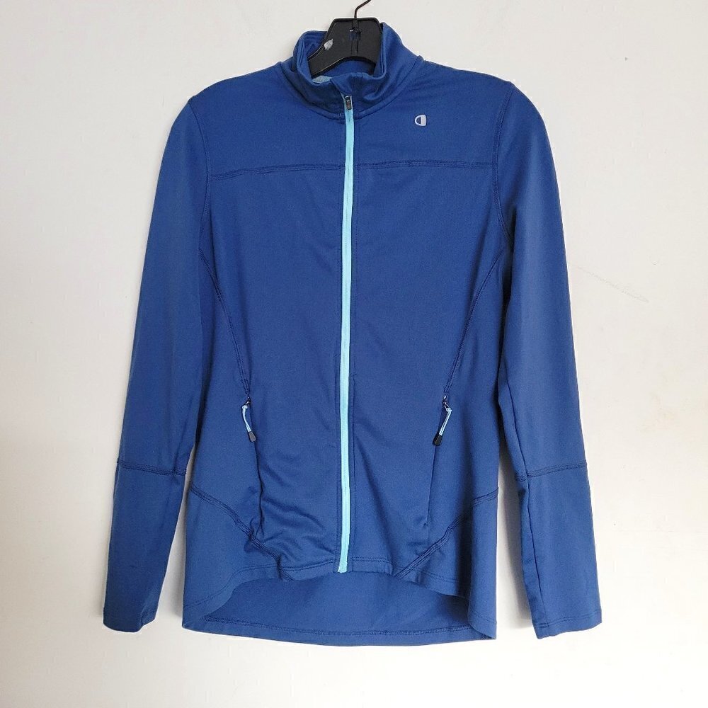 Champion Performance Active Workout Blue Full Zipper Long Sleeve Jacket Sz Small